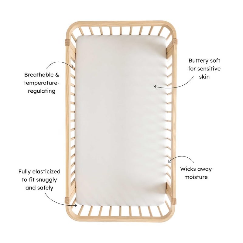 Kyte Baby Soft Crib Sheet - Standard Fitted Crib Sheet Made with Rayon from Bamboo, Ultra-Gentle and Breathable (Oat) - Image 2